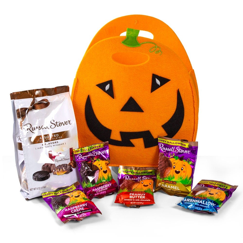 Candy Filled Pumpkin Felt Bag, 12.7 Oz. - Image 2