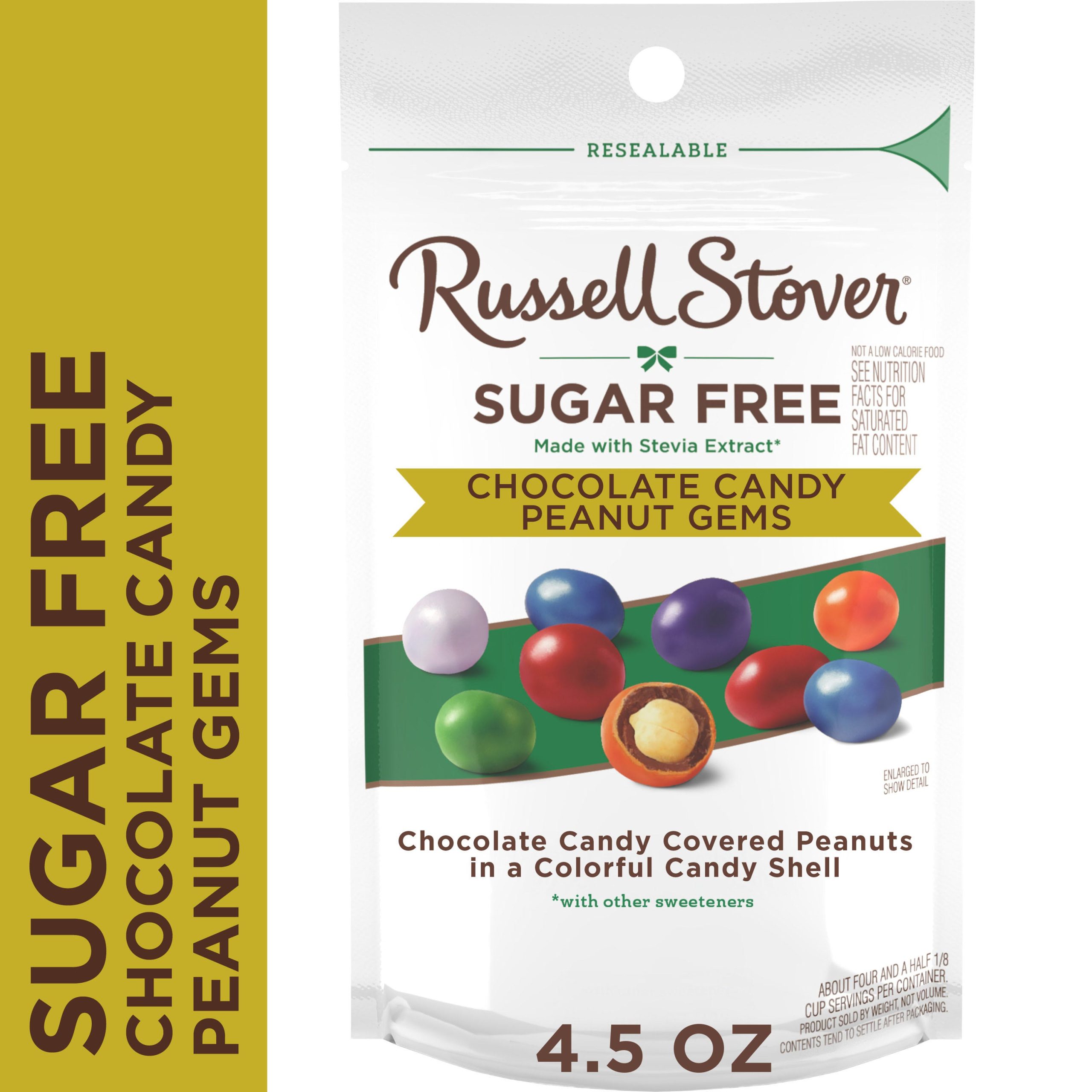 Sugar Free Chocolate Candy Peanut Gems, 4.5 Oz. Bag