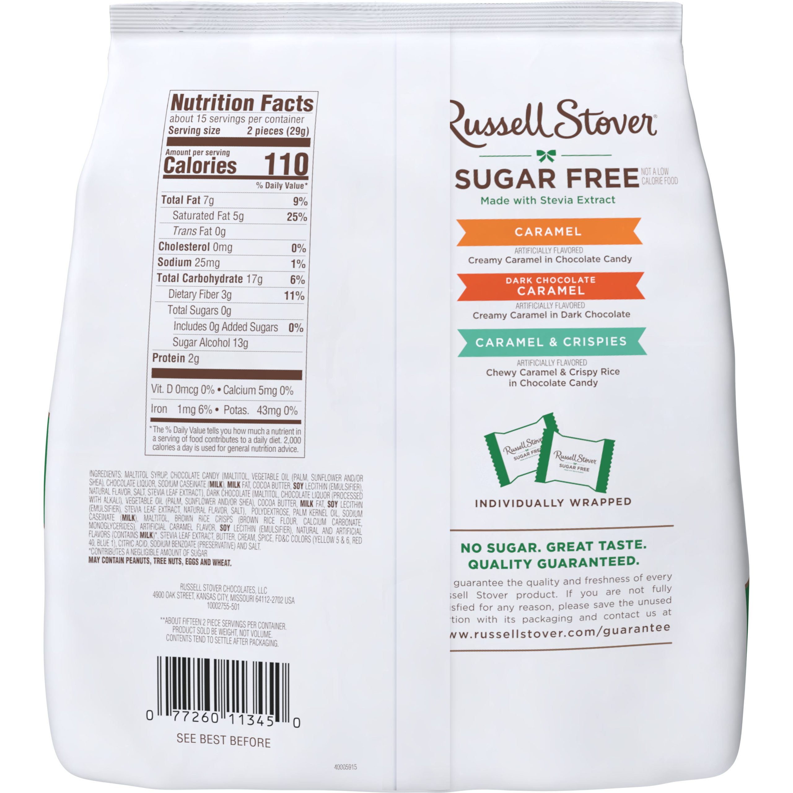 Sugar Free Assorted Caramels In Chocolate Candy, 15.3 Oz. Bag - Image 9