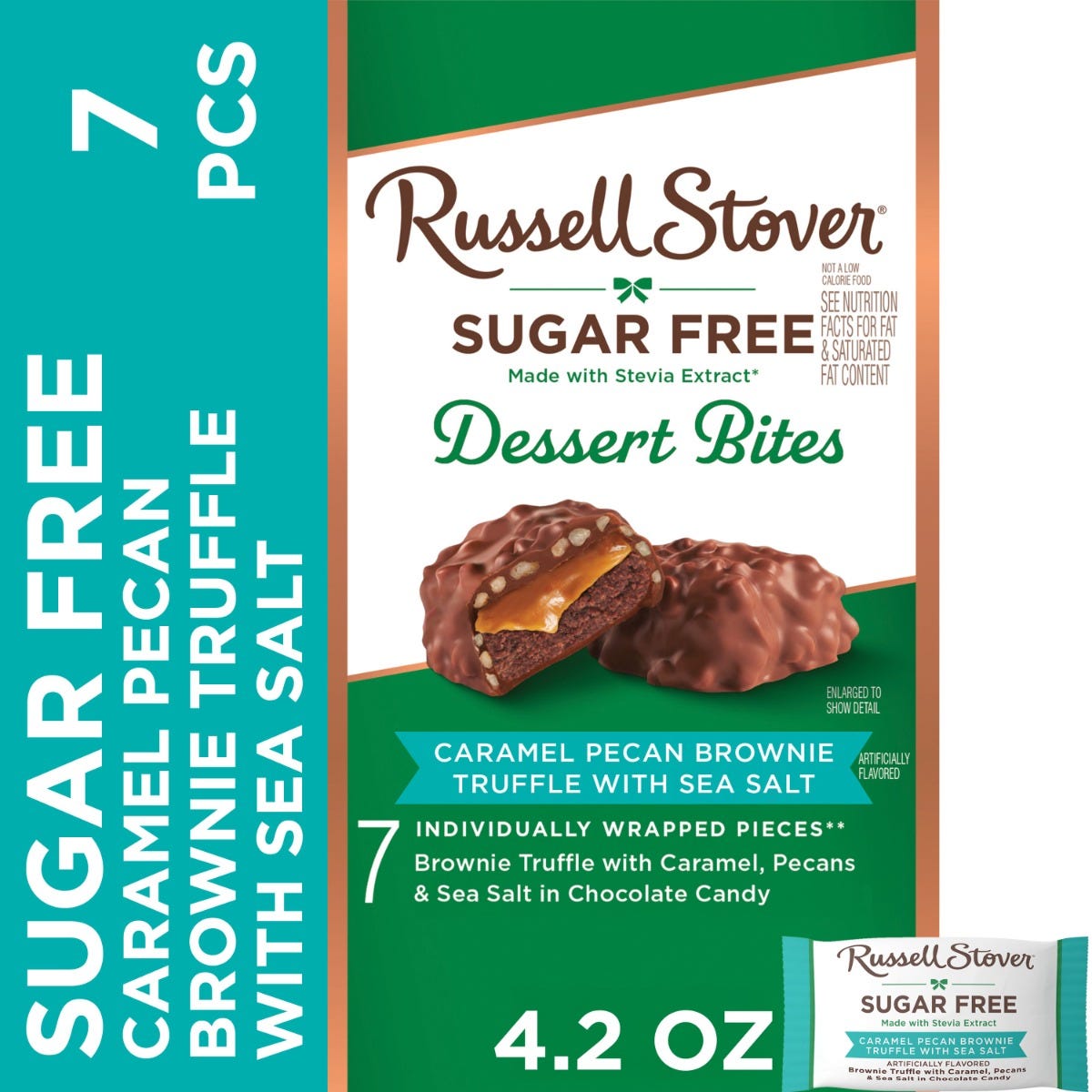 Sugar Free Dessert Bites In Caramel Pecan Brownie Truffle With Sea Salt, 4.2 Oz.