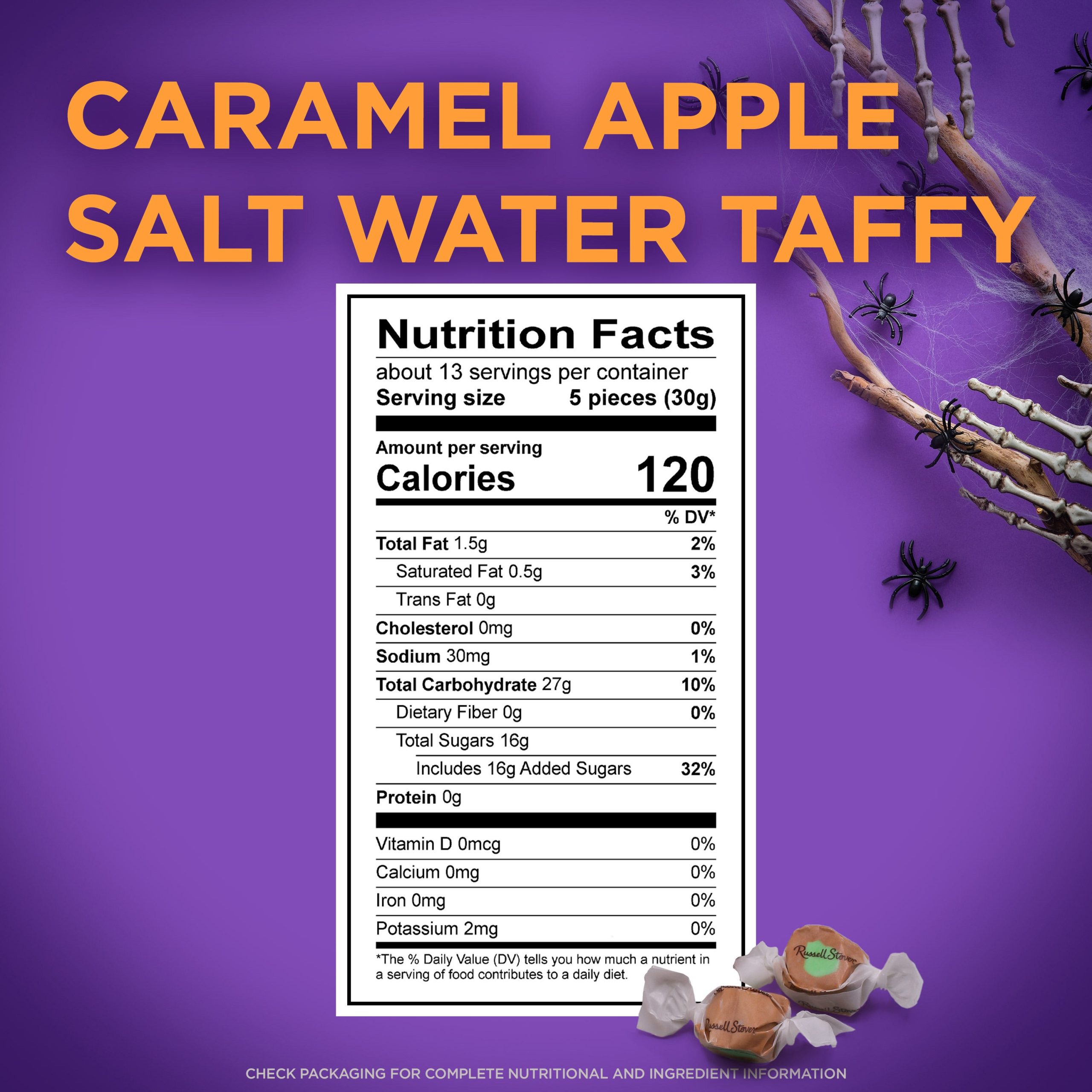 Halloween Caramel Apple Salt Water Taffy Candy, 14 Oz. Bag - Image 7