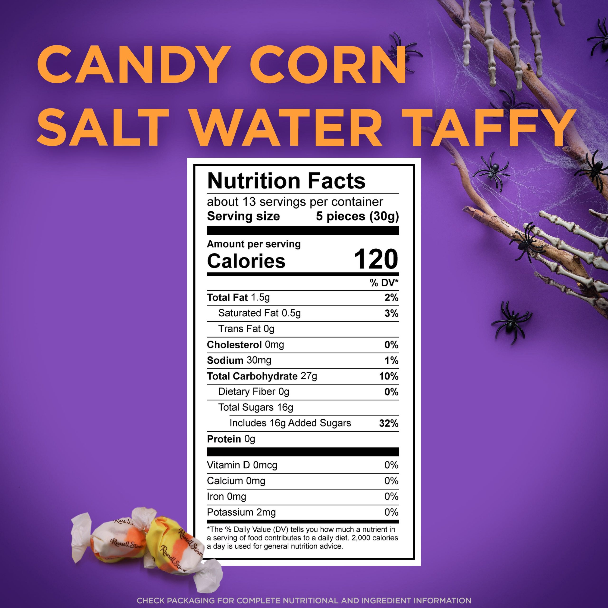 Halloween Candy Corn Salt Water Taffy, 14 Oz. Bag - Image 7
