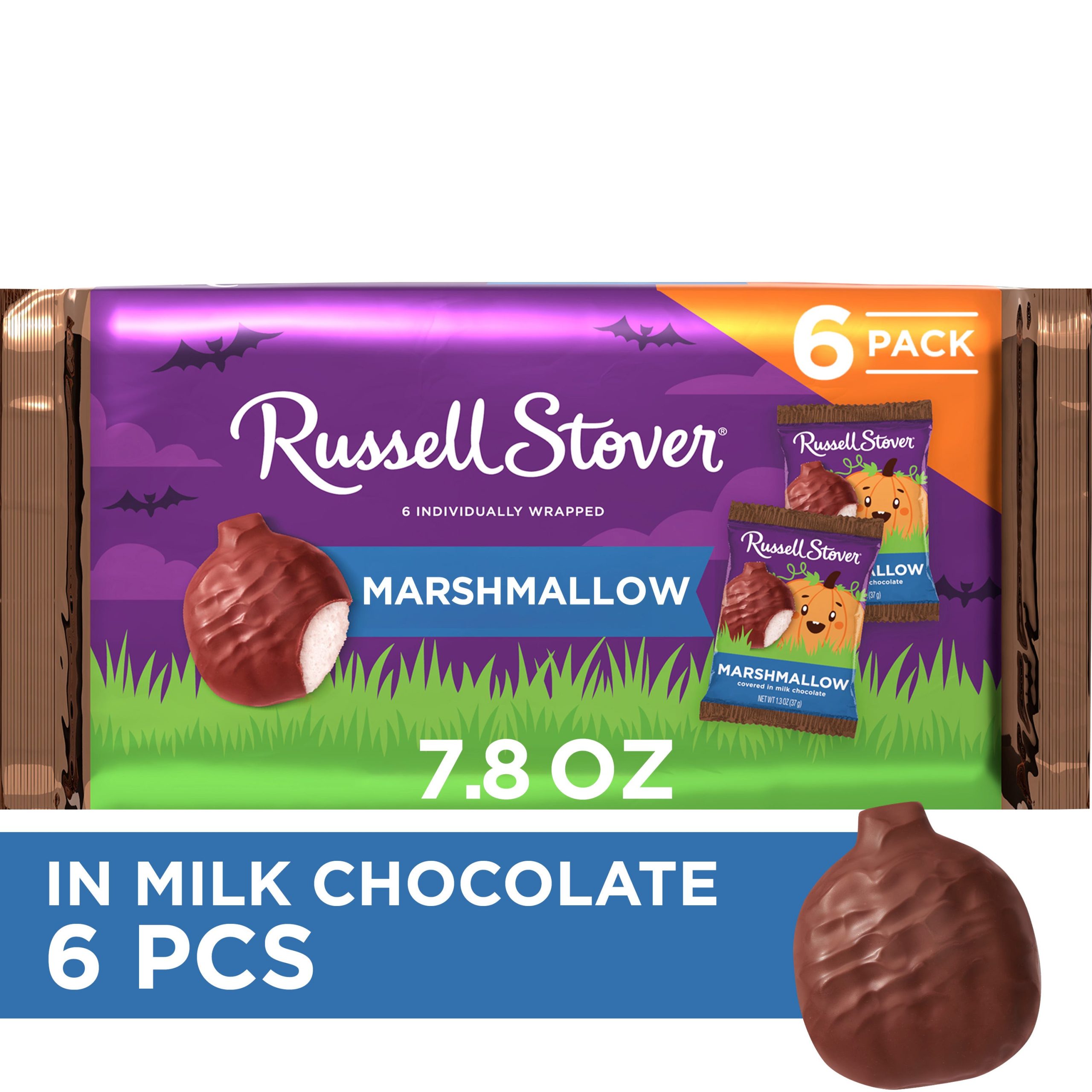 Halloween Milk Chocolate Marshmallow Candy Bar Pumpkin 6 Pack, 7.8 Oz.