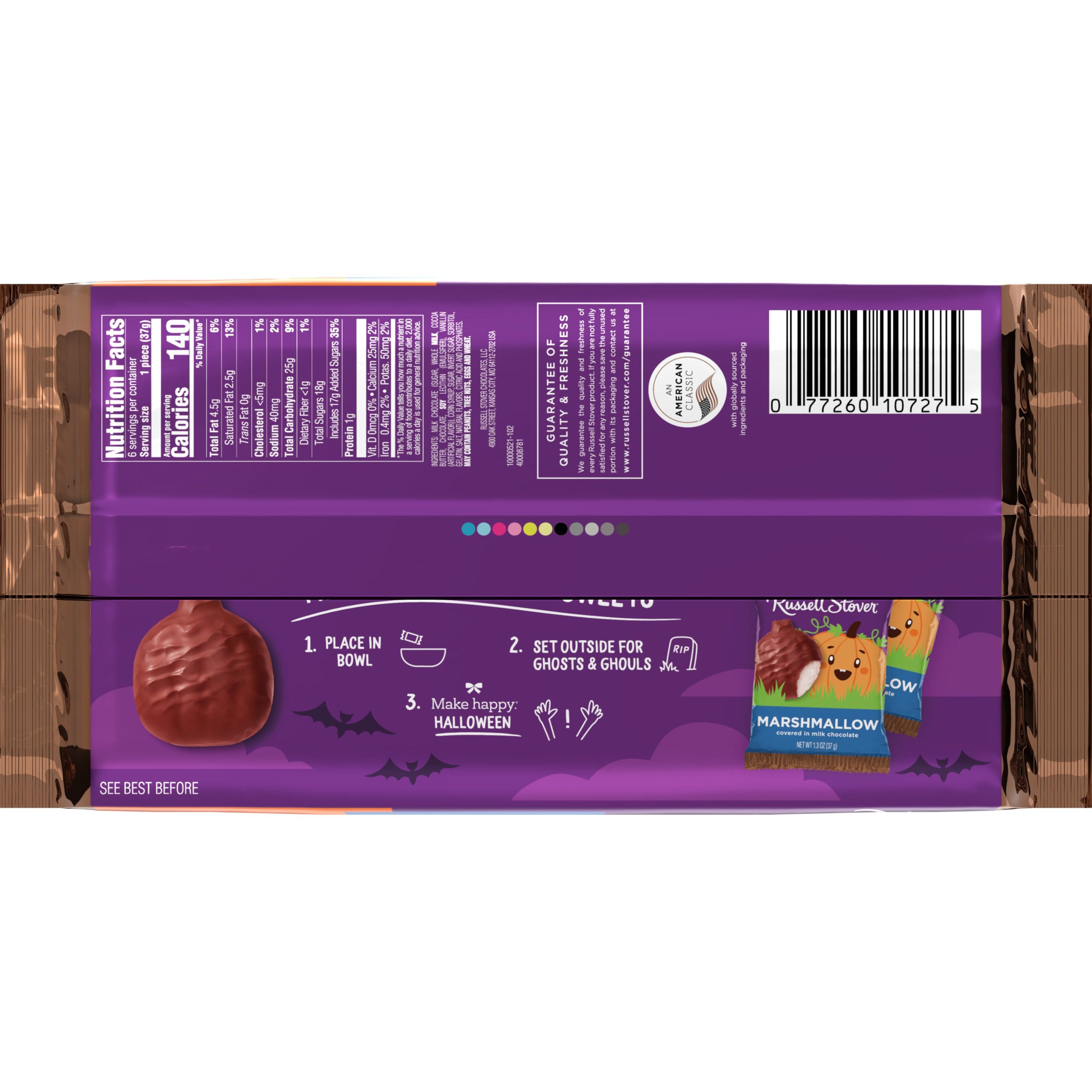 Halloween Milk Chocolate Marshmallow Candy Bar Pumpkin 6 Pack, 7.8 Oz. - Image 7