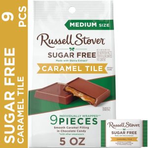 Sugar Free Caramel Chocolate Candy Tiles, 5 Oz. Bag