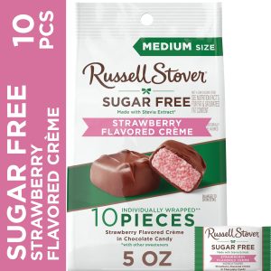 Sugar Free Strawberry Flavored Cr??me Chocolate Candy, 5 Oz. Bag