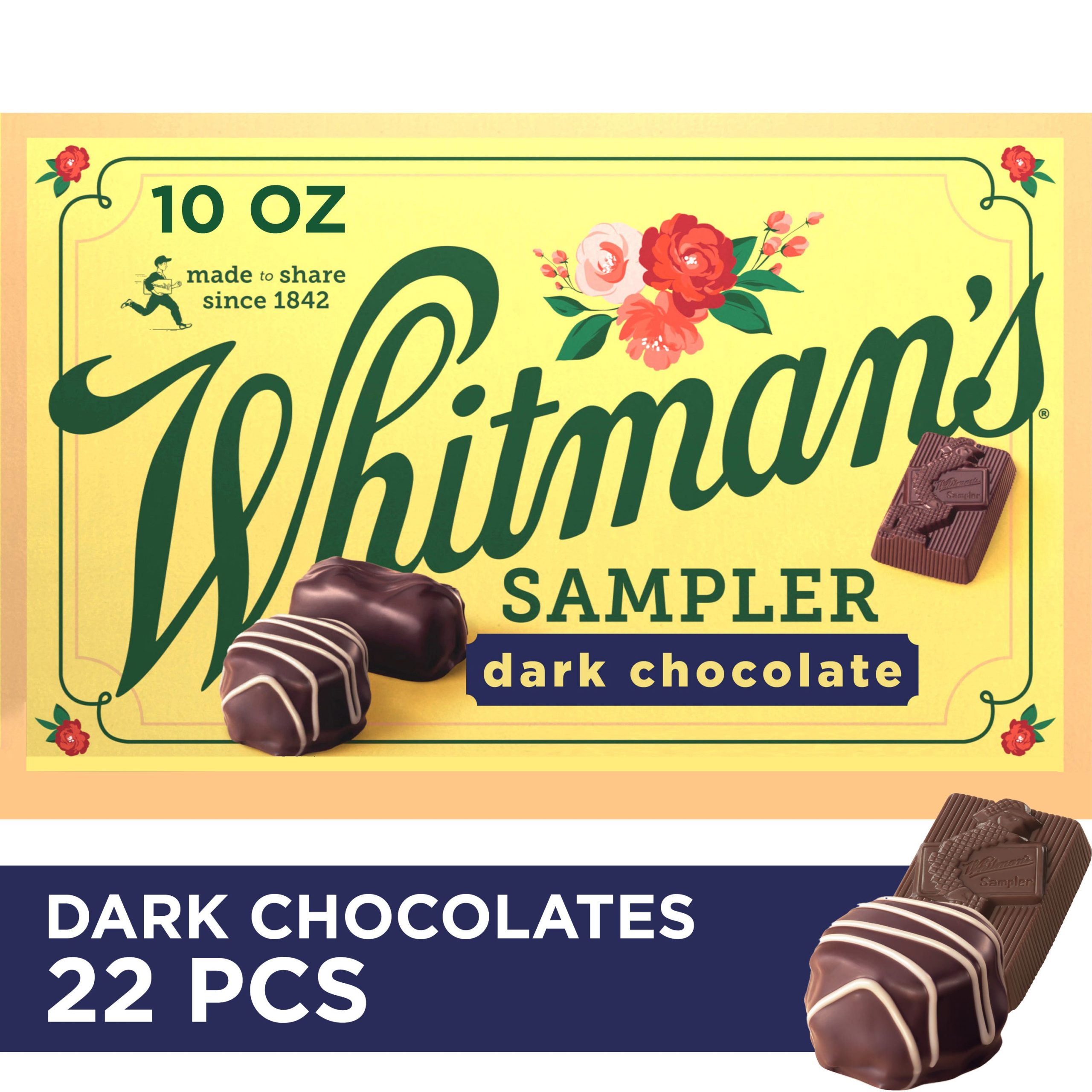Whitman's Sampler Assorted Dark Chocolate Candy Gift Box, 10 Oz.