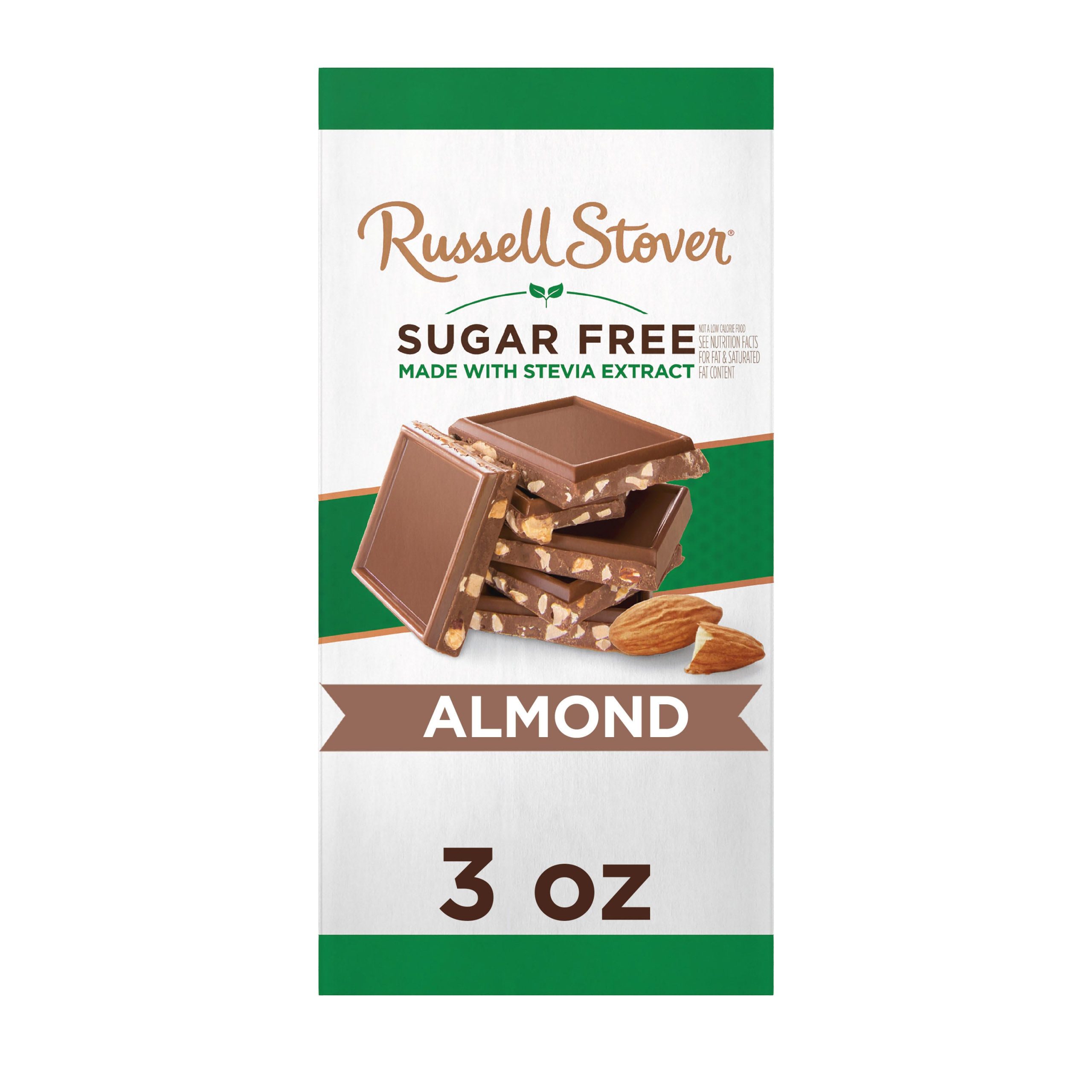 Sugar Free Almond Chocolate Candy Bar, 3 Oz., pack of 12 - Image 2