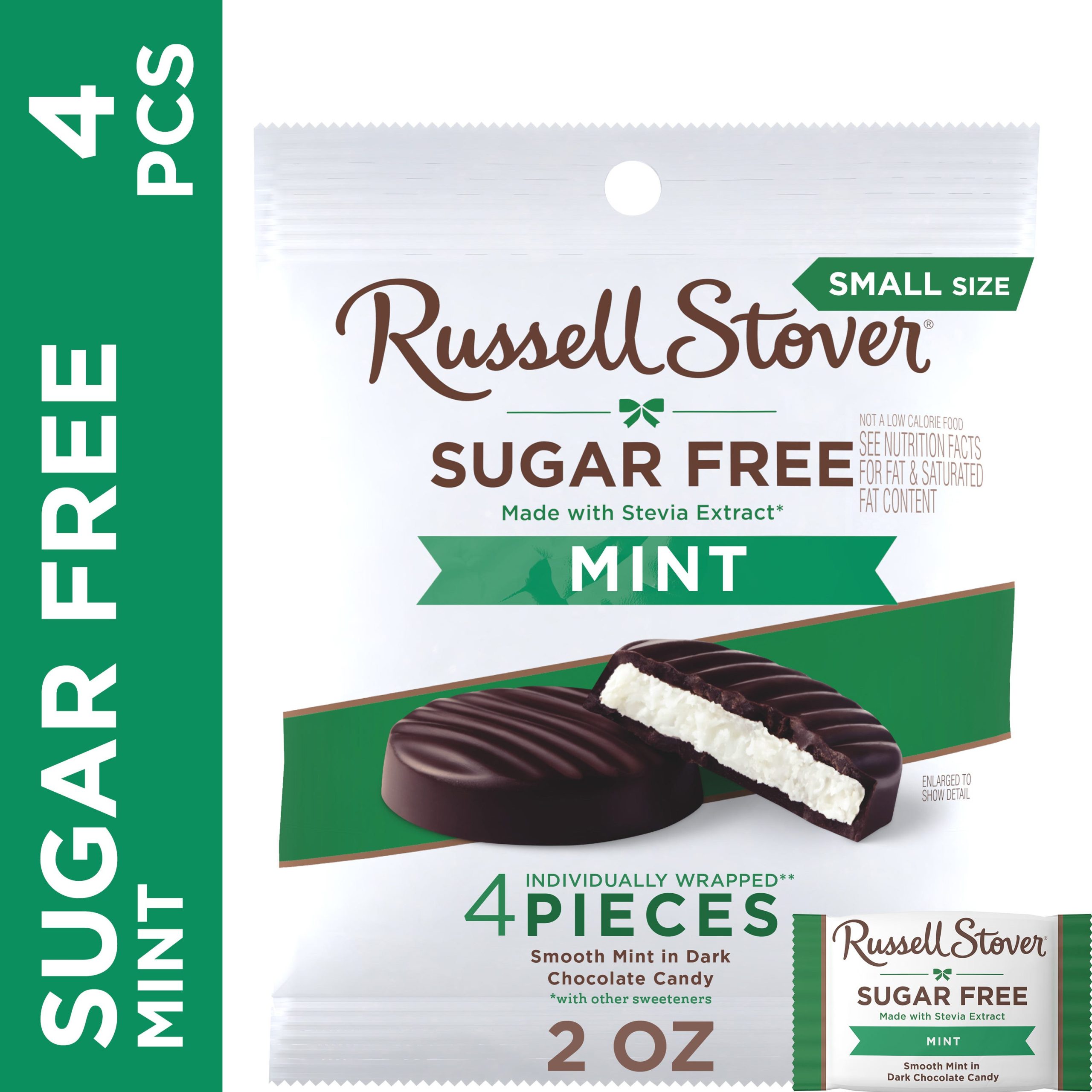 Sugar Free Dark Chocolate Mint Candy, 2 Oz. Bag