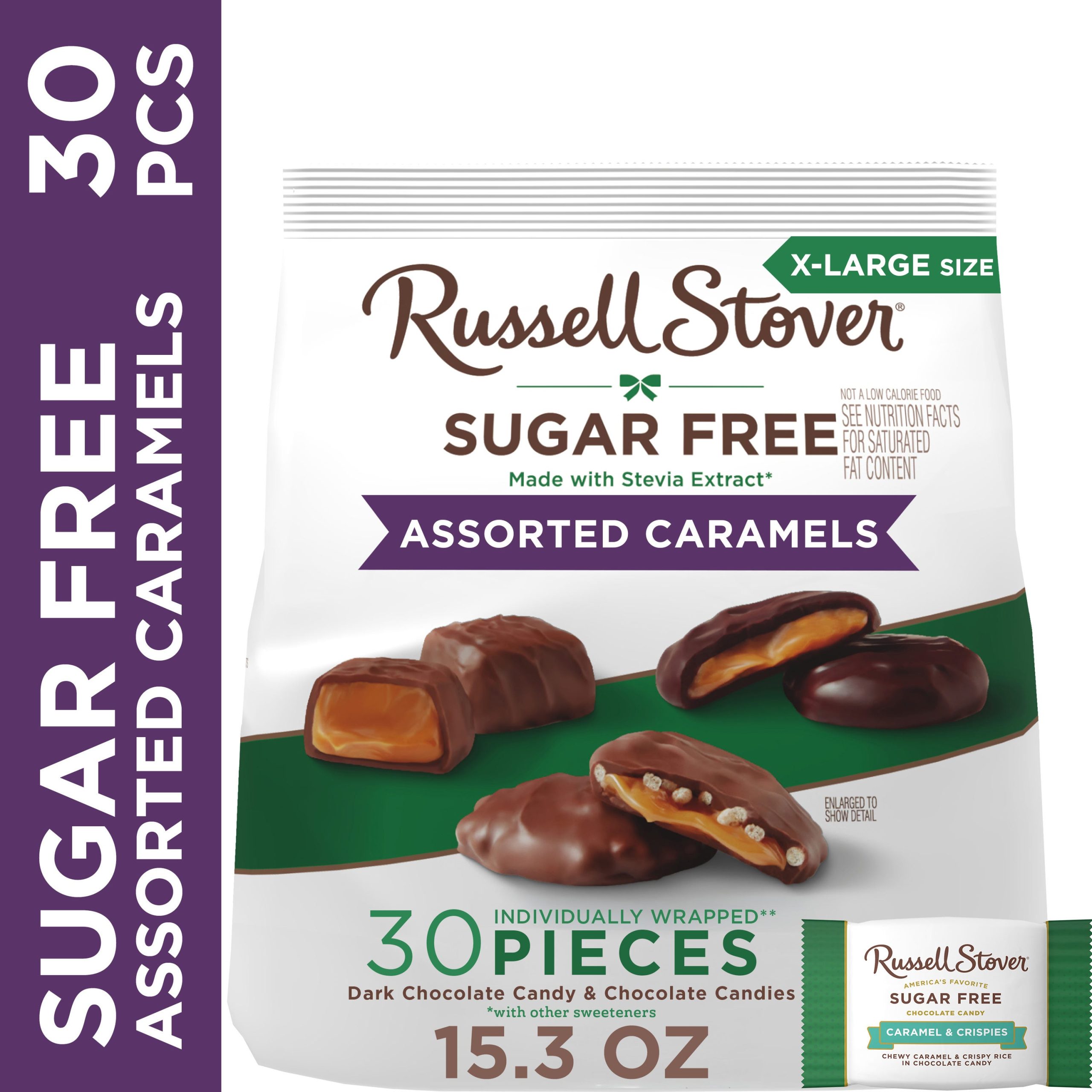 Sugar Free Assorted Caramels In Chocolate Candy, 15.3 Oz. Bag